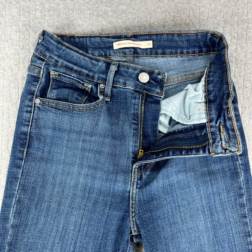Levi's 725 High Rise Bootcut Jeans Women 26/23x31 Blue Denim Stretch Slim Fit - Picture 10 of 12